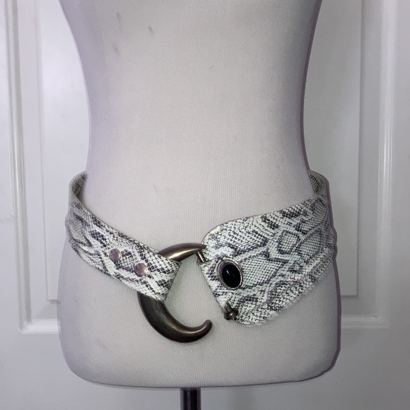 Vintage Stamped Silver and Leather Belt - Picture 1 of 8